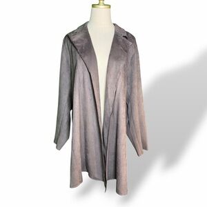 Premise Woman Mushroom Gray Vegan Suede Jacket Plus Size 2X